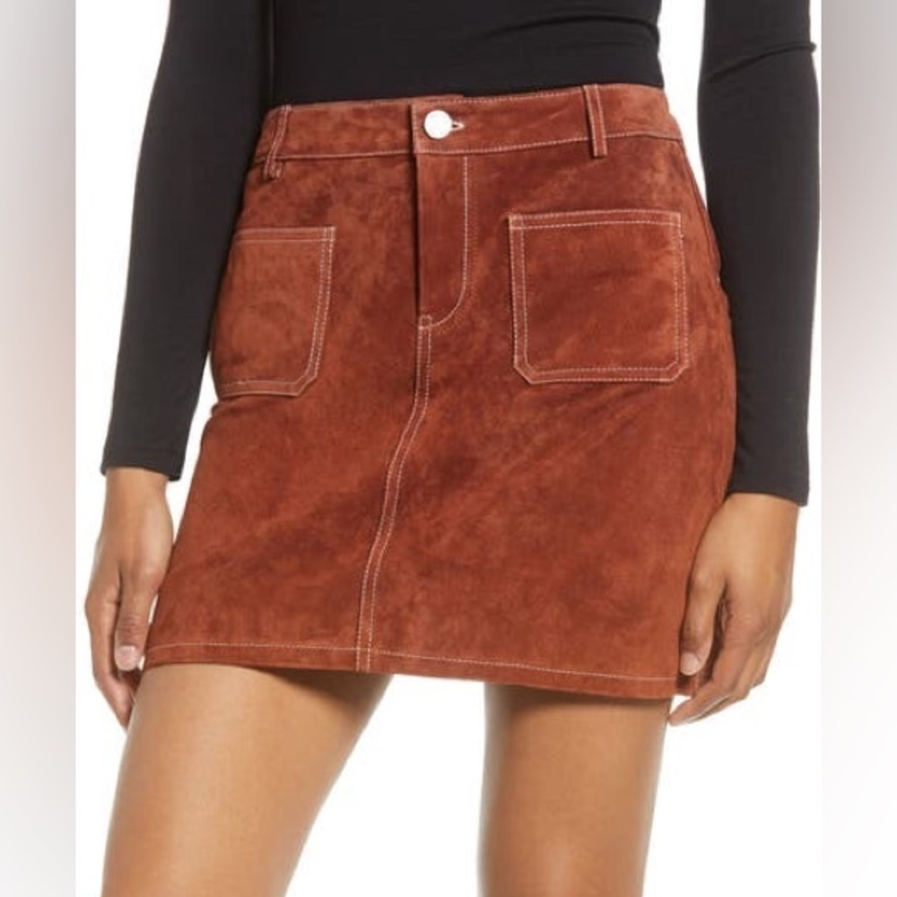 BLANK NYC Brown Suede Patch Pocket Mini Skirt Size 25